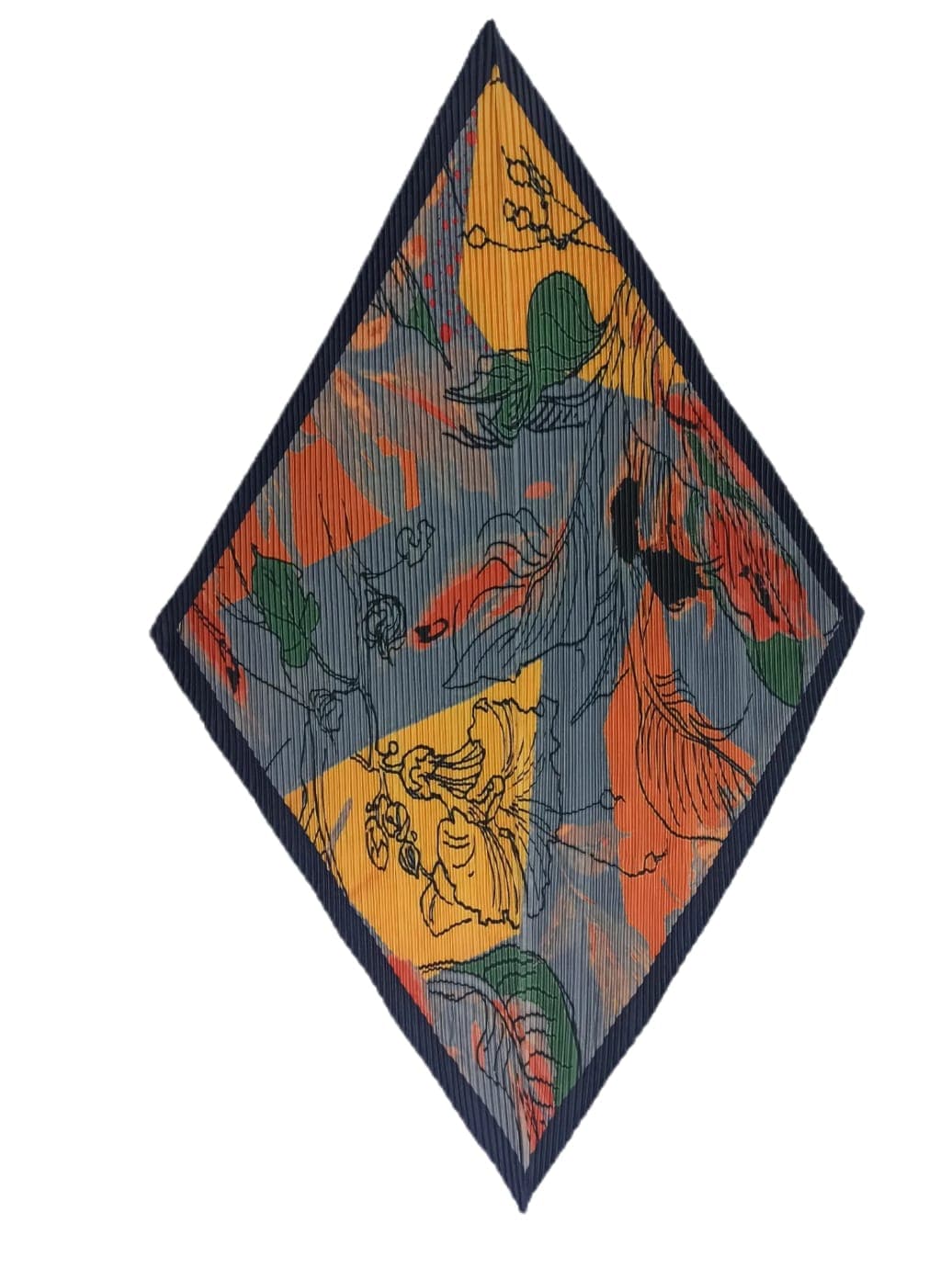 13464-1 Çiçek Desenli Pliseli Saten Bandana Fular 50x50 cm görsel 3