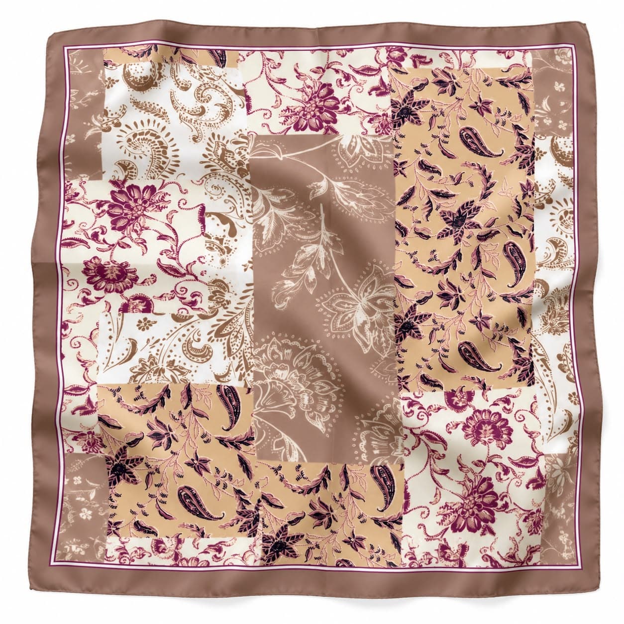 13929 Küçük Çiçek Desenli Vizon Bandana Fular 50x50 cm