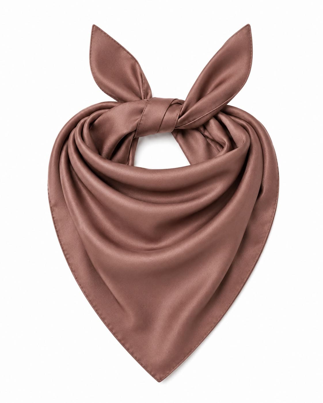 13731 Sütlü Kahve Saten Bandana Fular 50x50 cm görsel 2