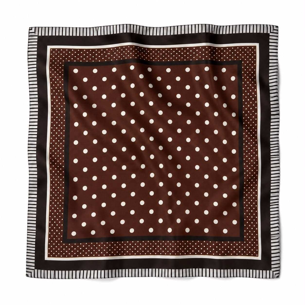 15408 Puantiyeli Kahverengi Bandana Fular 50x50 cm