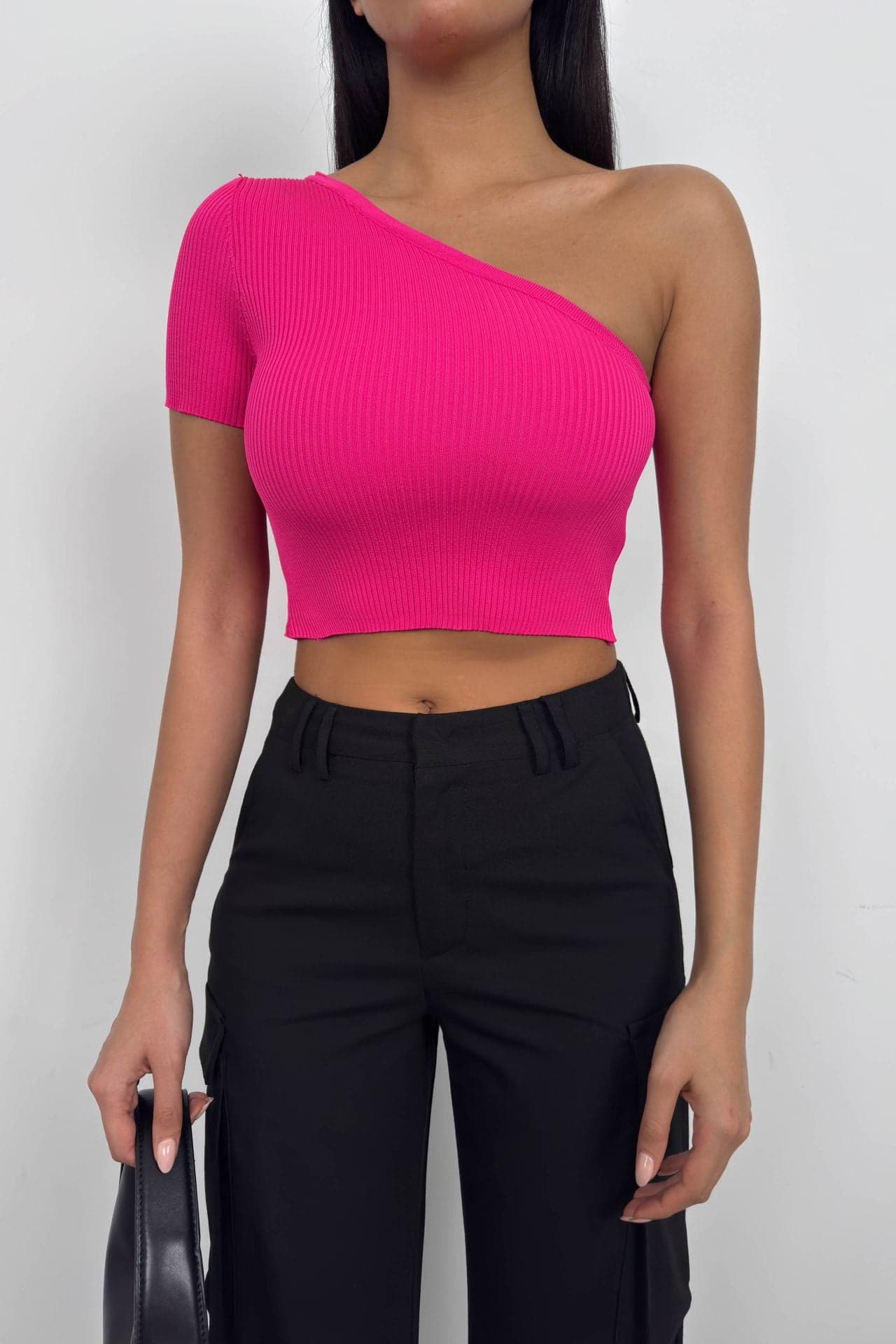 Tek Omuz Crop Bluz görsel 2