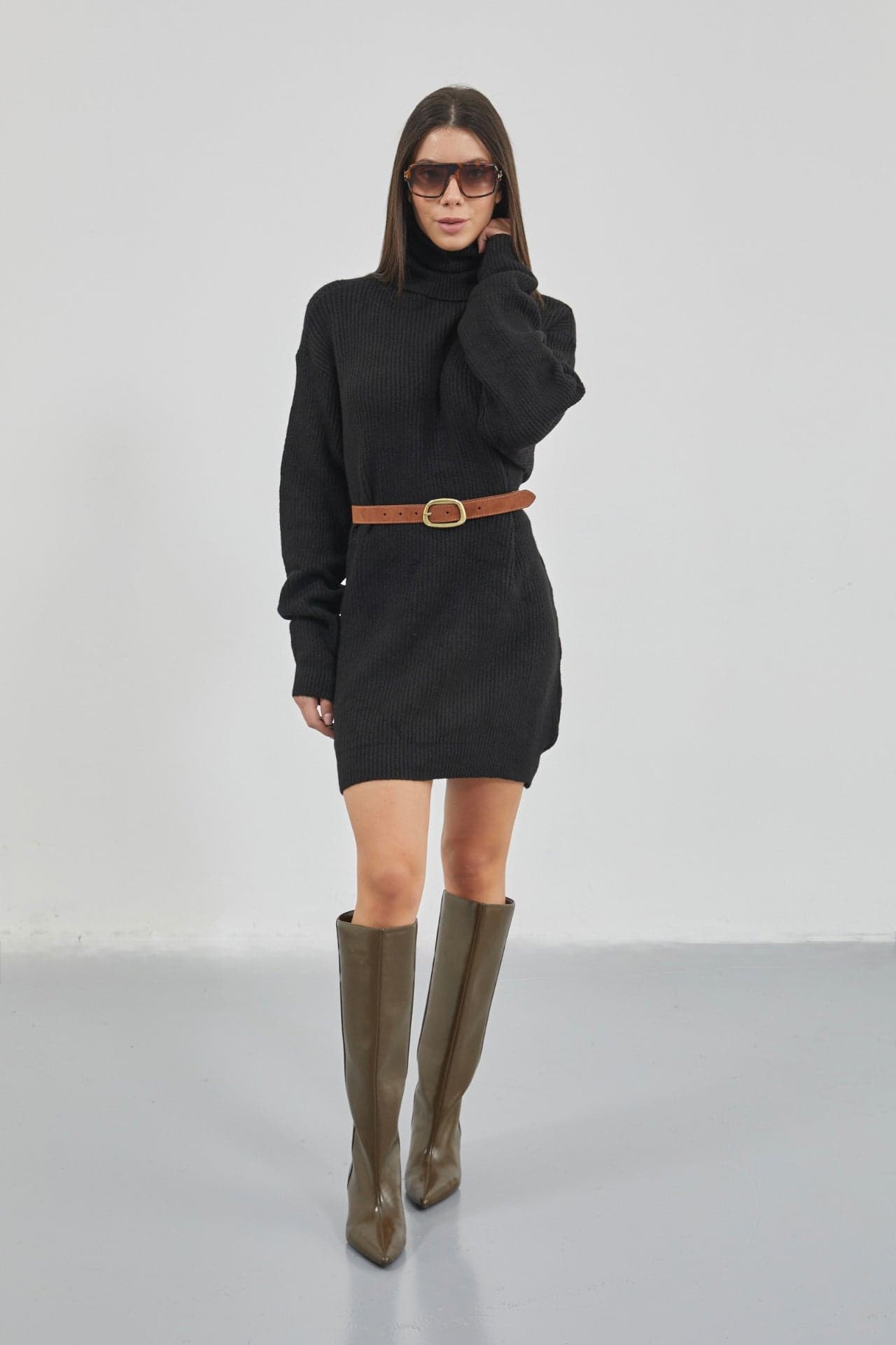 Oversize Balıkçı Yaka Triko Tunik