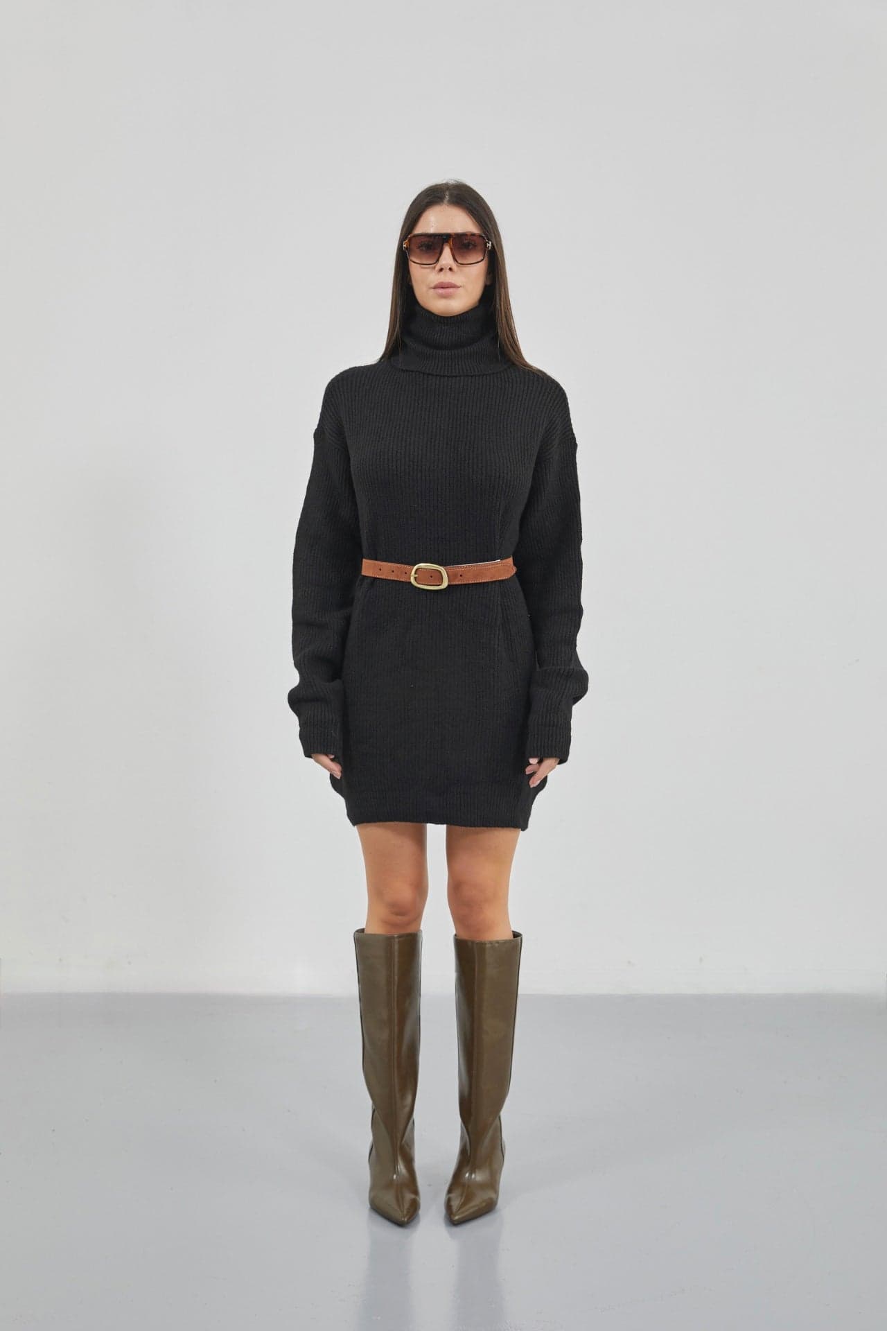 Oversize Balıkçı Yaka Triko Tunik görsel 4