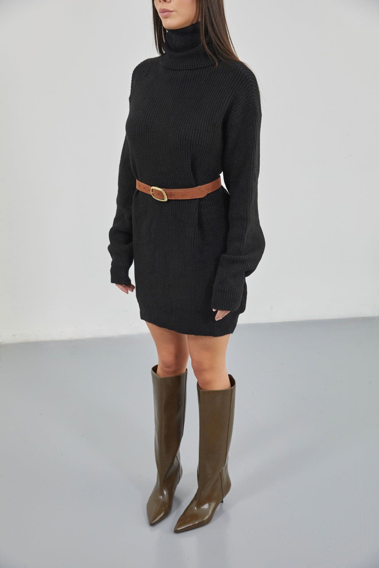 Oversize Balıkçı Yaka Triko Tunik görsel 5