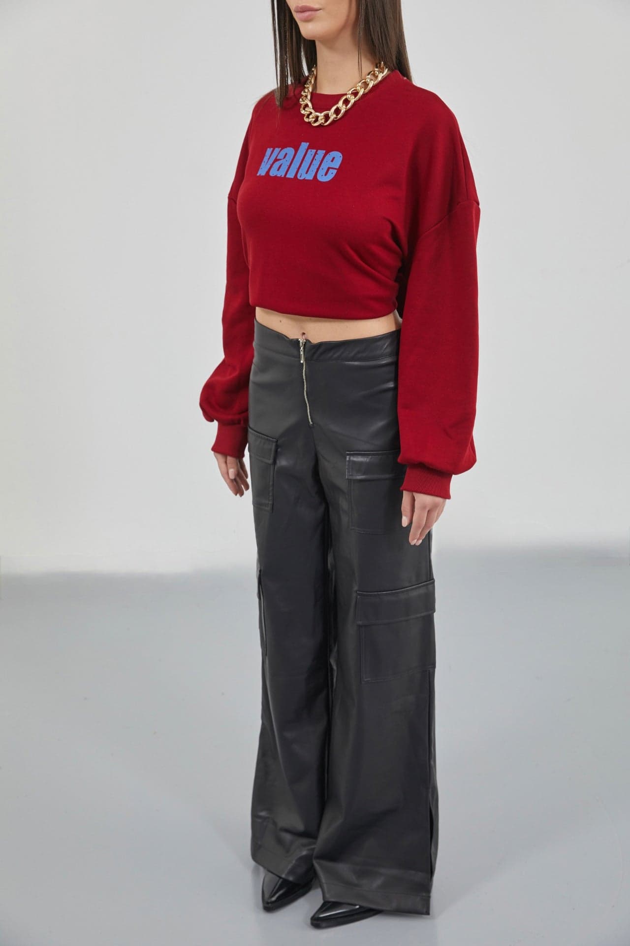 Baskılı Sıfır Yaka Oversize Sweatshirt görsel 5