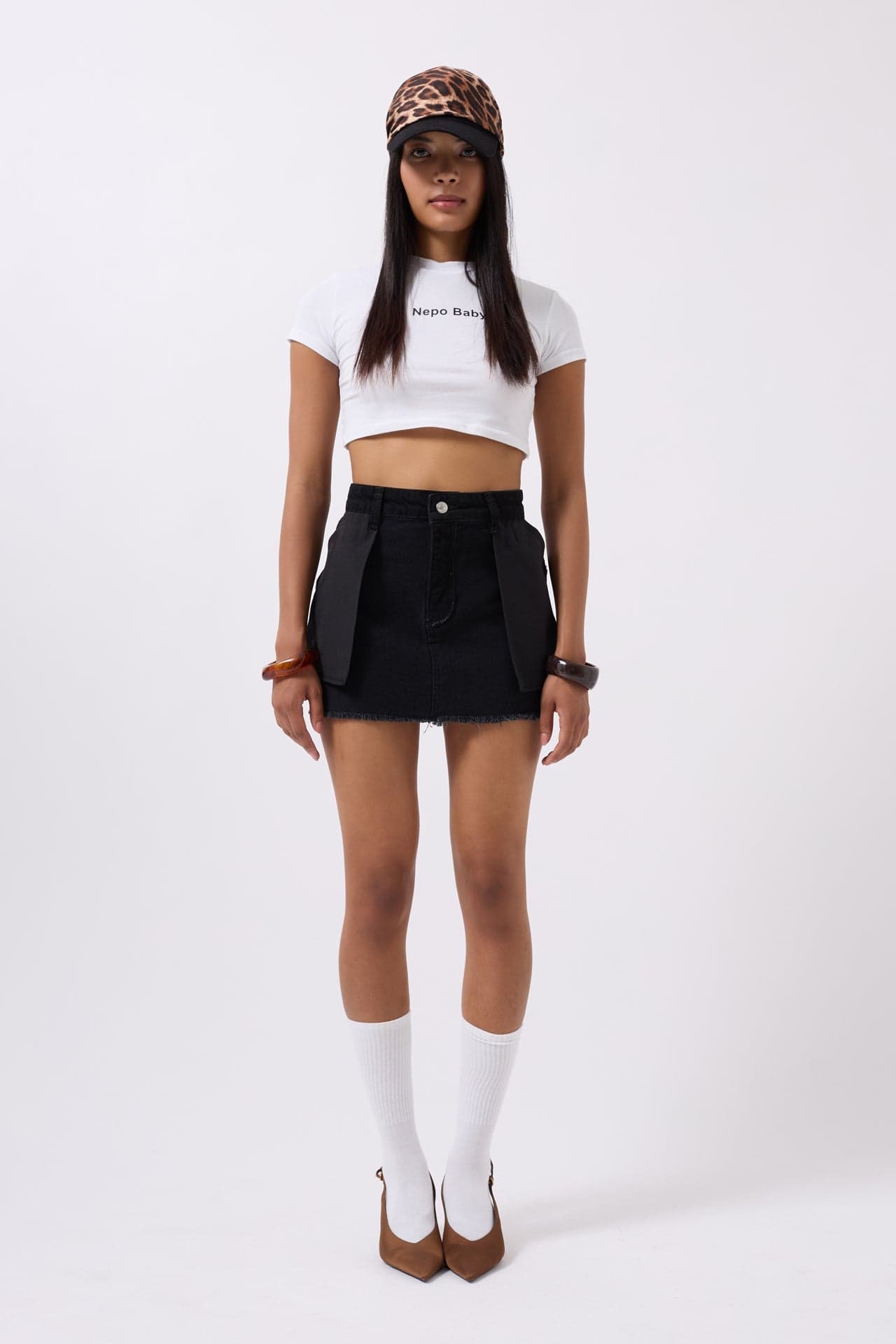 Ters Detay Denim Mini Etek görsel 2