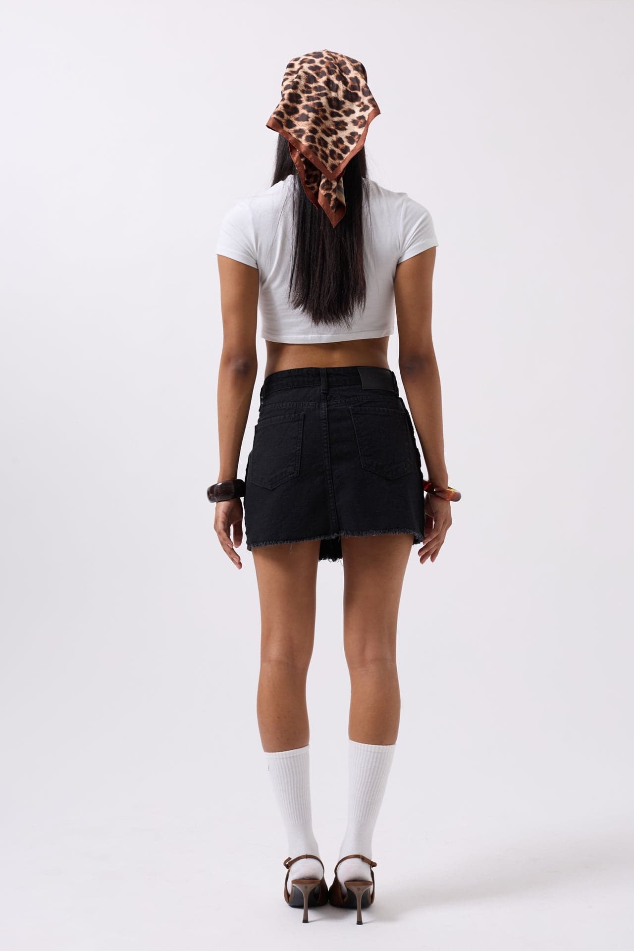 Ters Detay Denim Mini Etek görsel 5