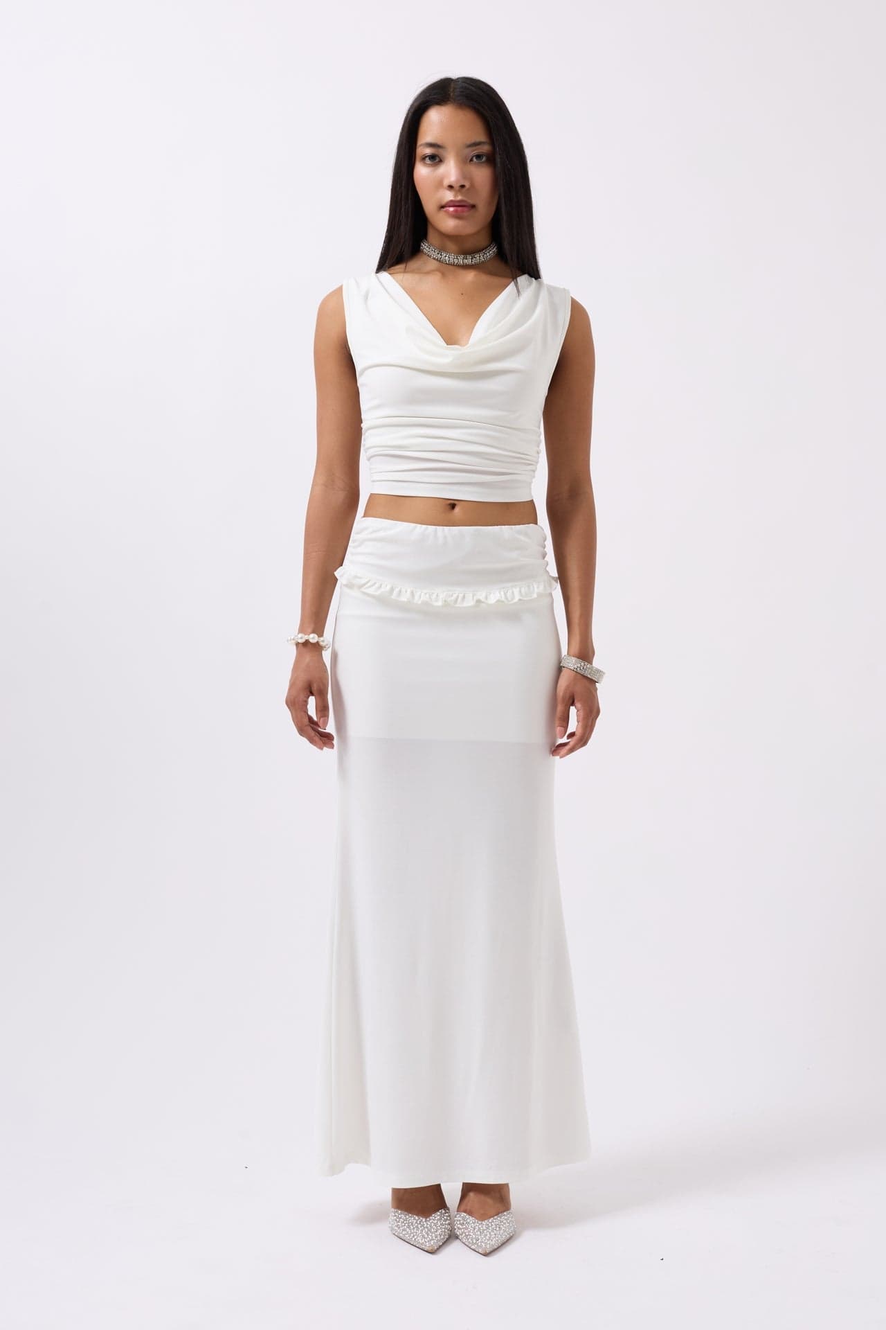 Katlama Bel Detay Maxi Etek görsel 3