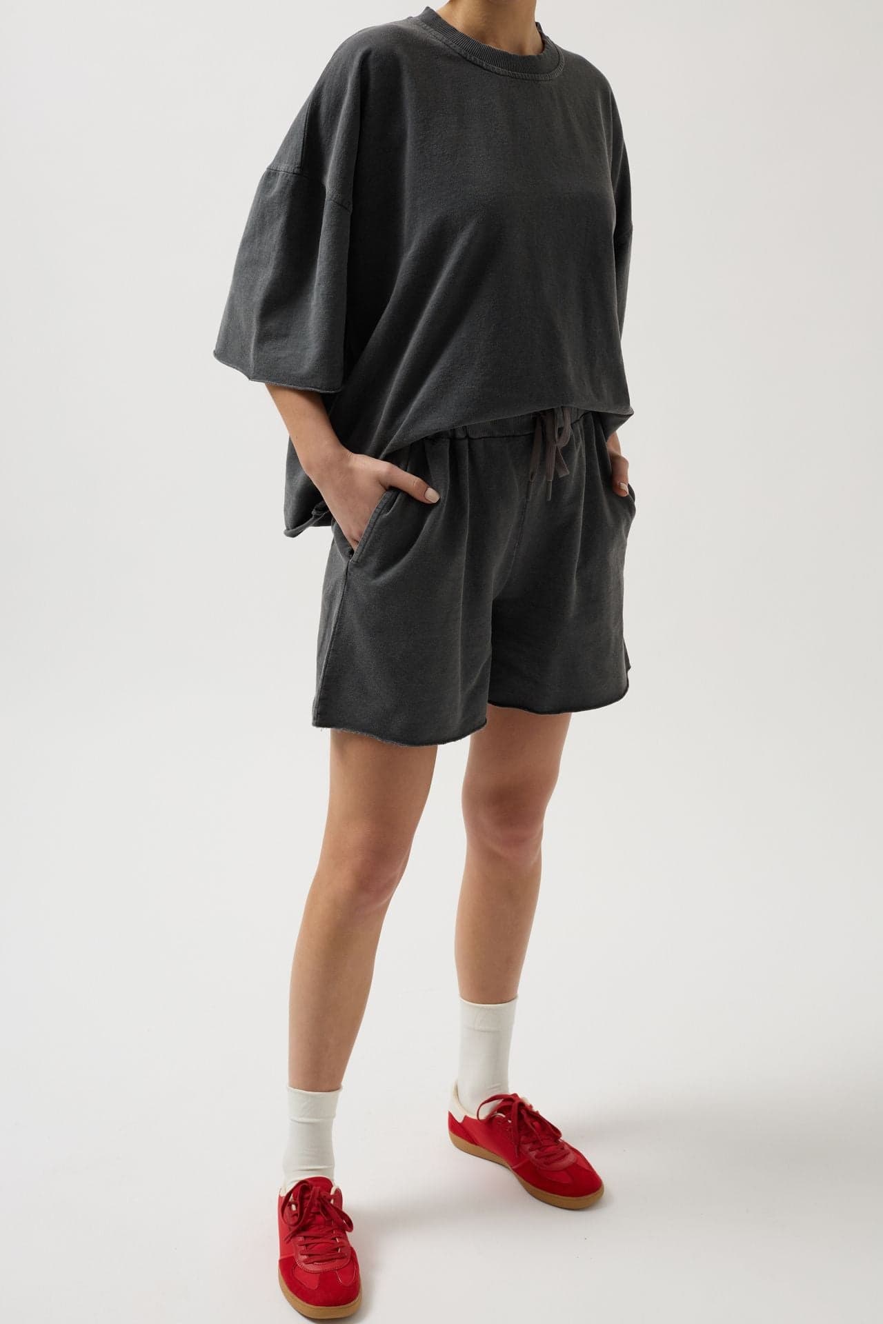 Oversize Lazer Kesim Bisiklet Yaka T-Shirt görsel 5