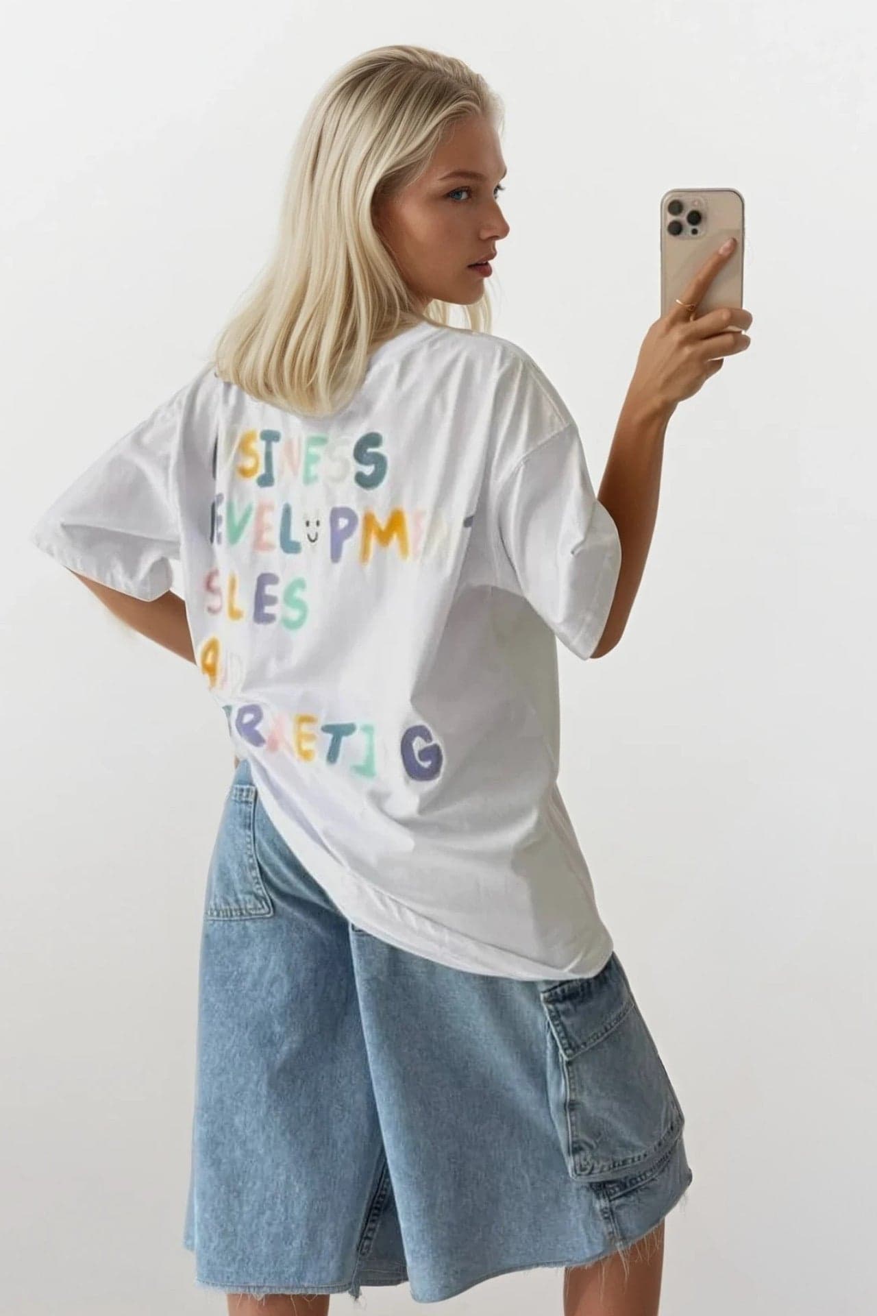 Sırt ve Ön Baskılı Oversize T-Shirt görsel 2