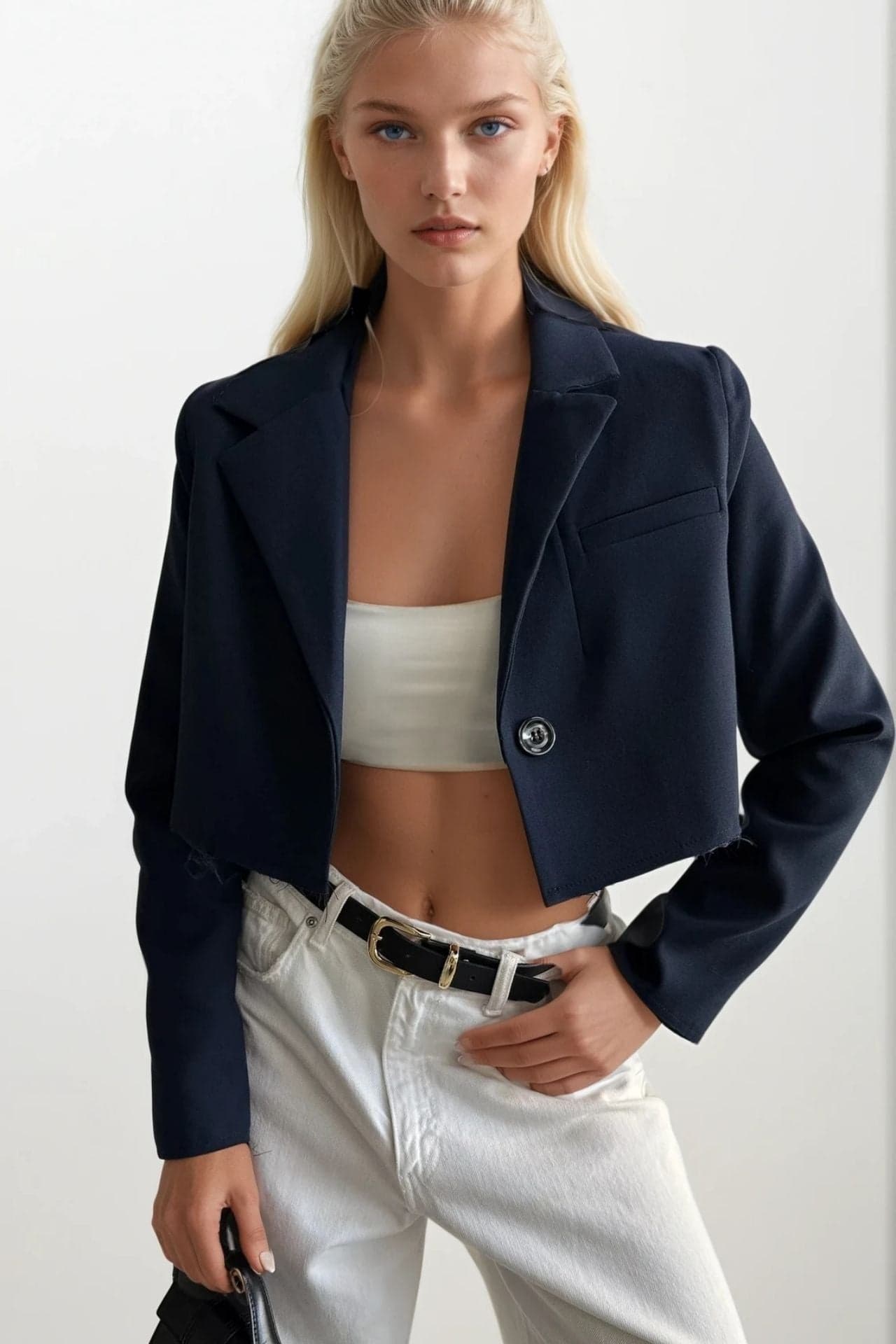 Crop Basic Blazer Ceket görsel 2