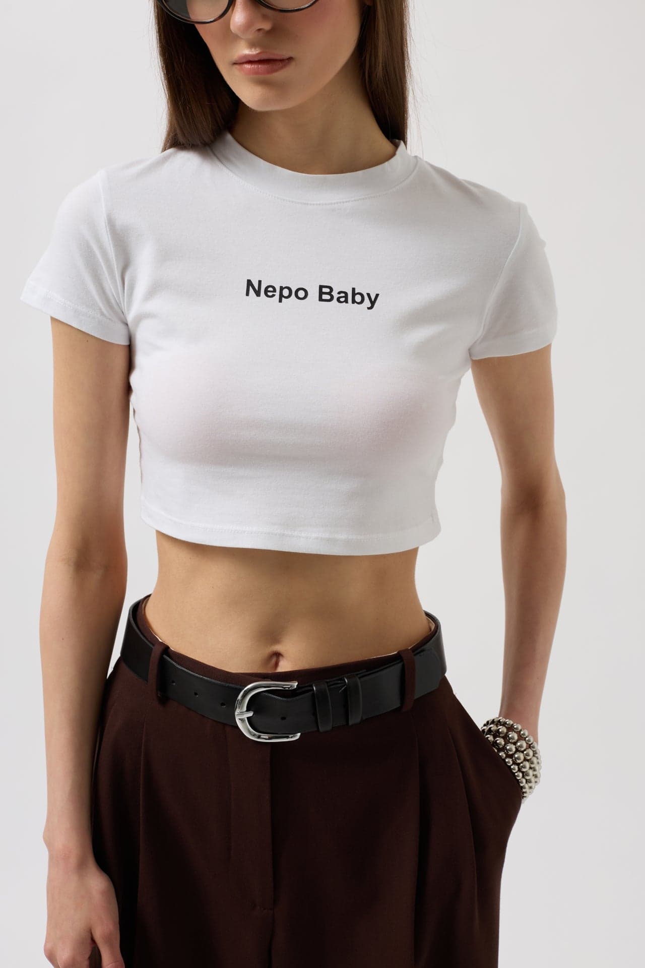 Nepo Baskılı Crop T-Shirt görsel 4