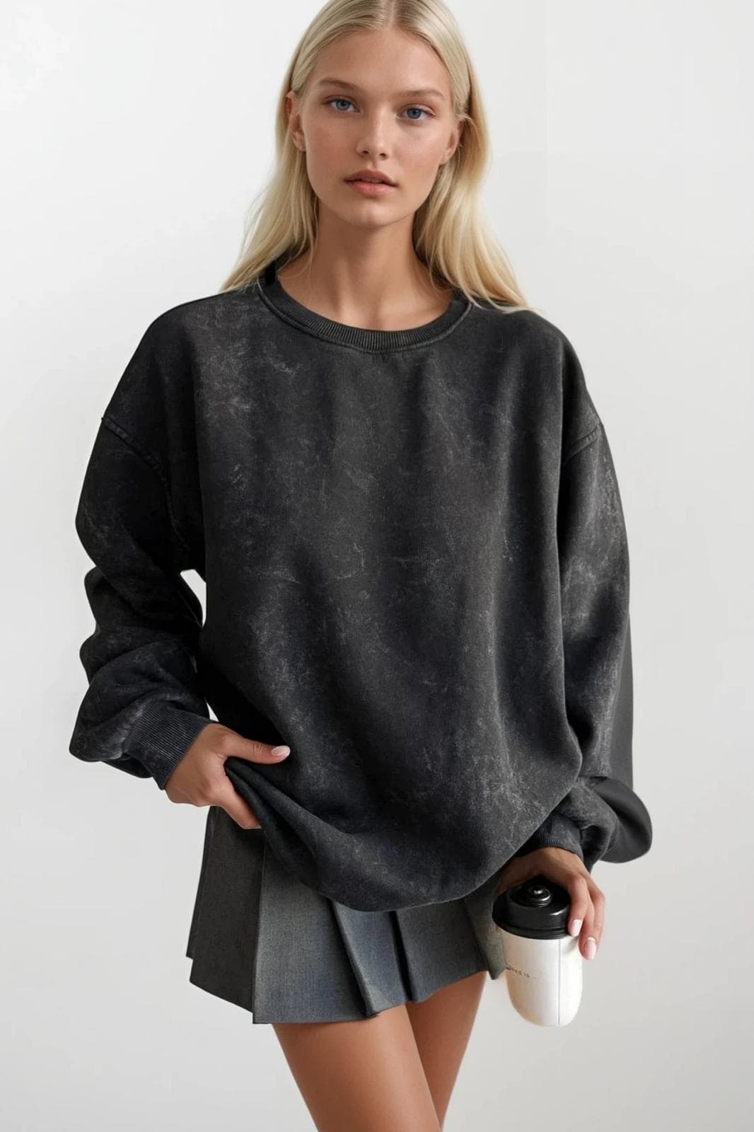 Yıkamalı Oversize Sweatshirt