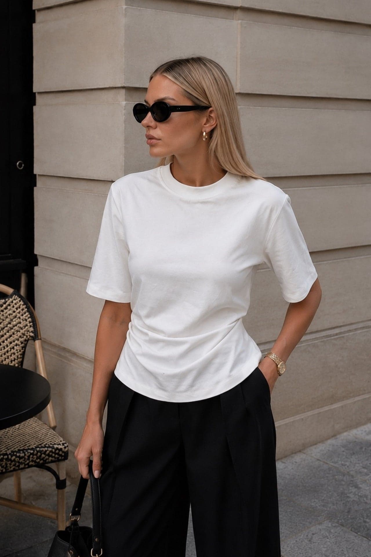 Bel Büzgülü Basic T-Shirt görsel 3