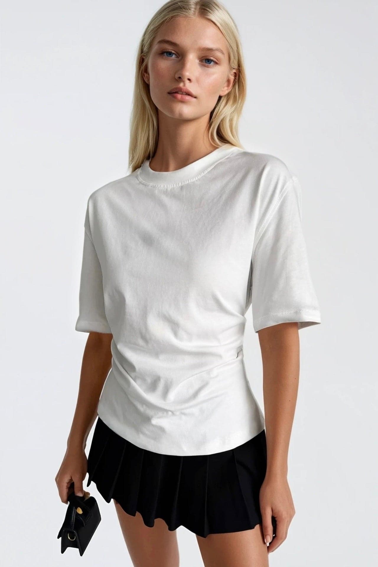 Bel Büzgülü Basic T-Shirt görsel 4