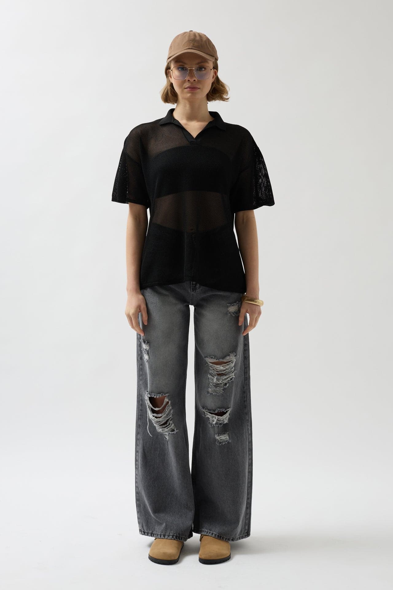 Polo Yaka Transparan T-Shirt görsel 2
