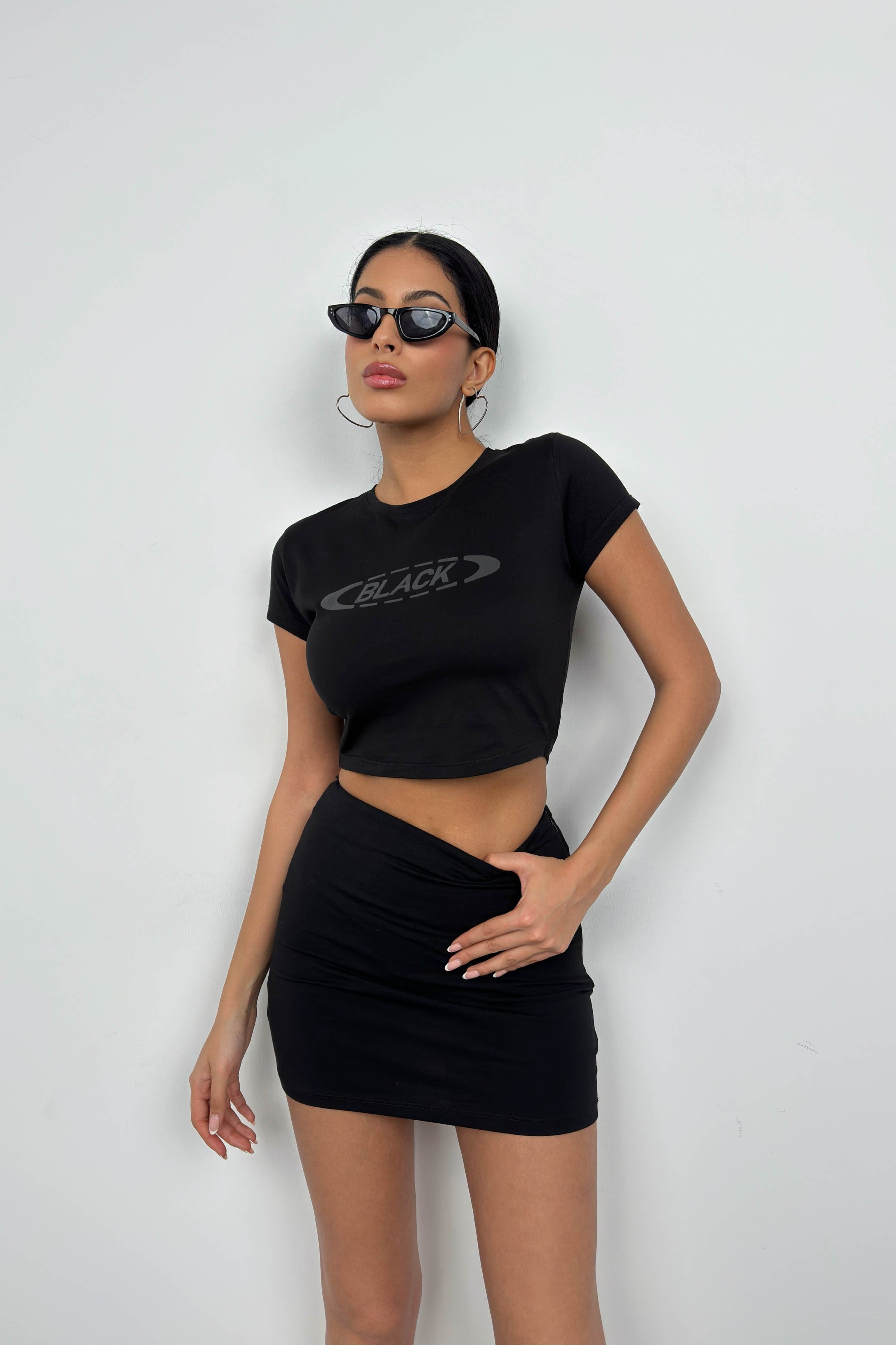 Kabartma Baskılı Likralı T-Shirt görsel 2