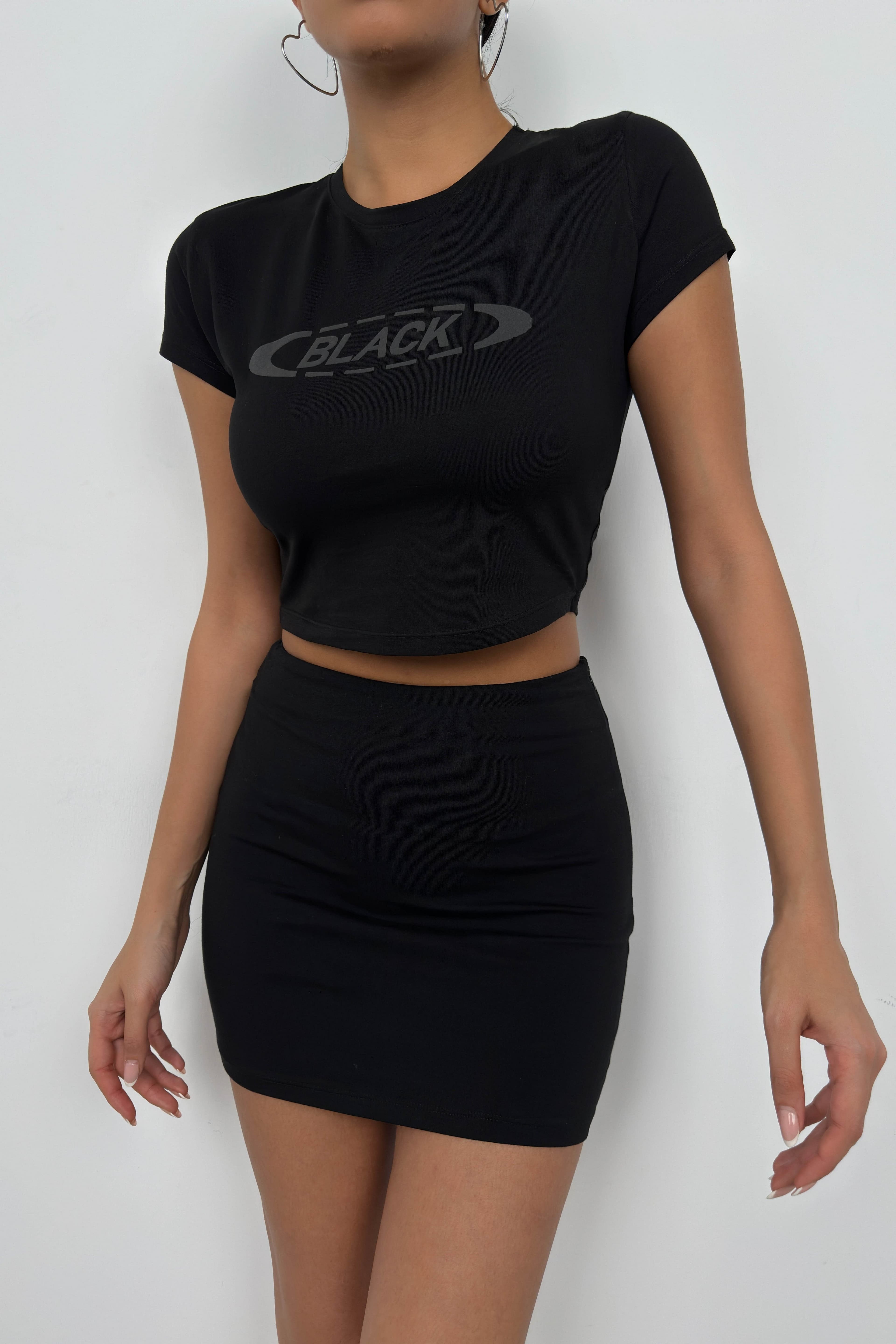 Kabartma Baskılı Likralı T-Shirt görsel 4