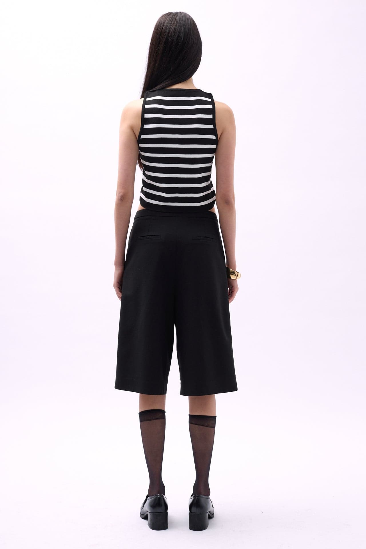 Halter Yaka Çizgili Crop görsel 6