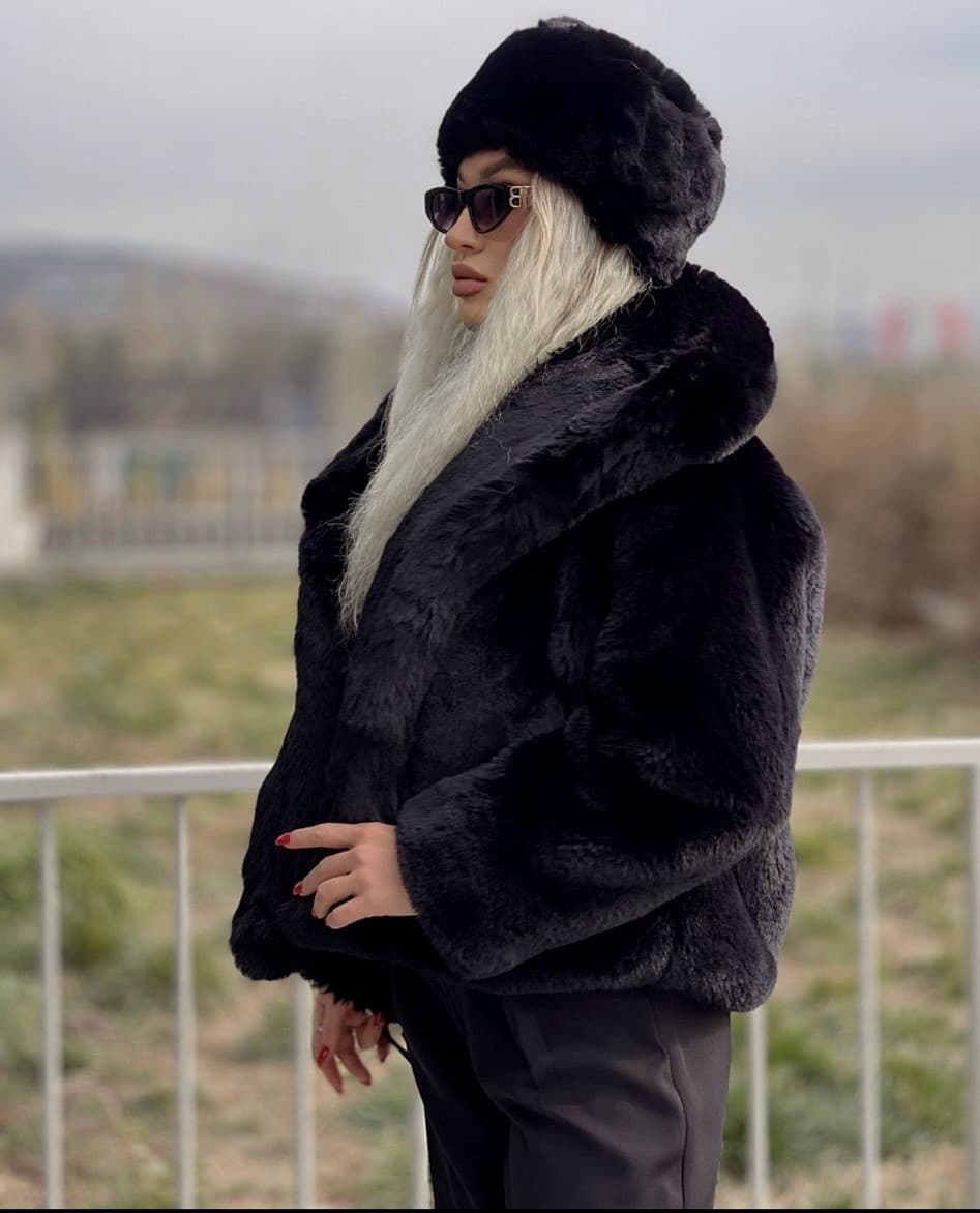 14626 Rus Tarzı Siyah Peluş Kalpak Şapka görsel 5