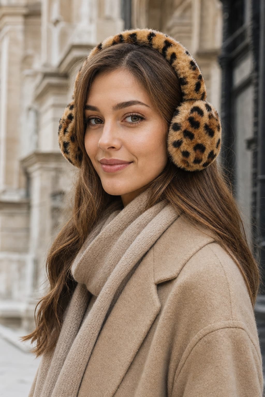 18016 Leopar Vizon Peluş Kulaklık görsel 5