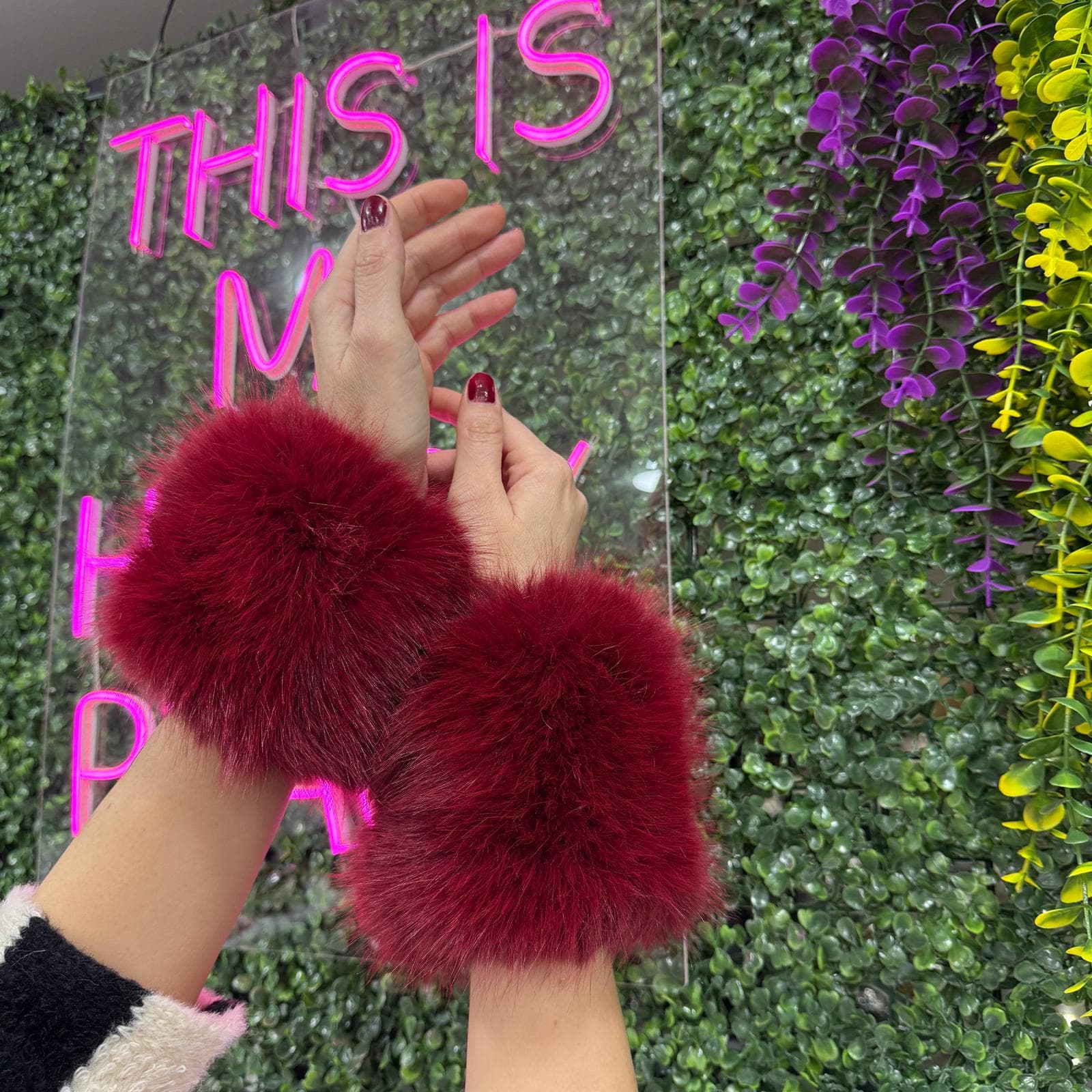 13620 Mango Kumaş Peluş Bordo Kolluk görsel 3