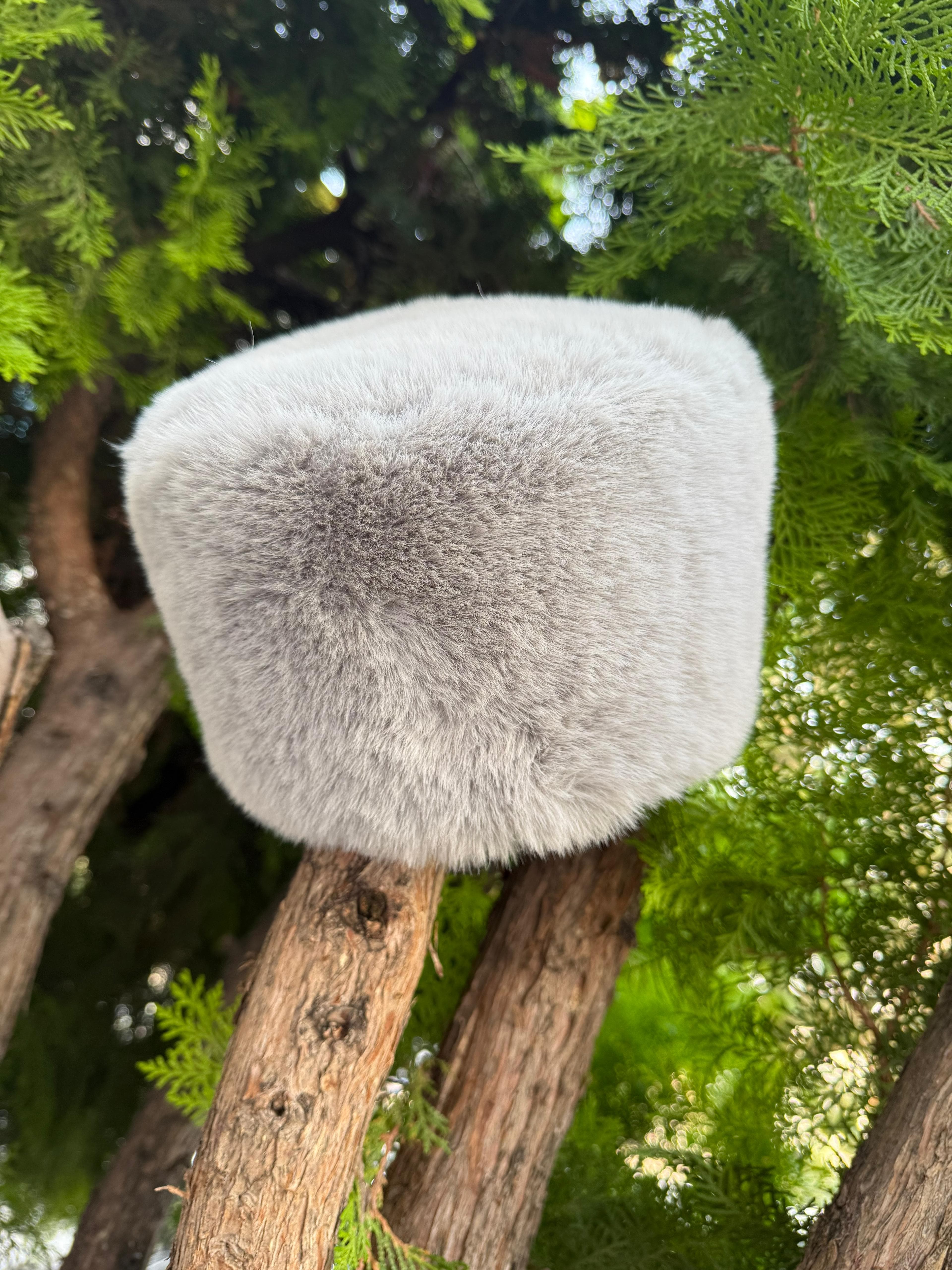 14626 Rus Tarzı Gri Peluş Kalpak Şapka görsel 5