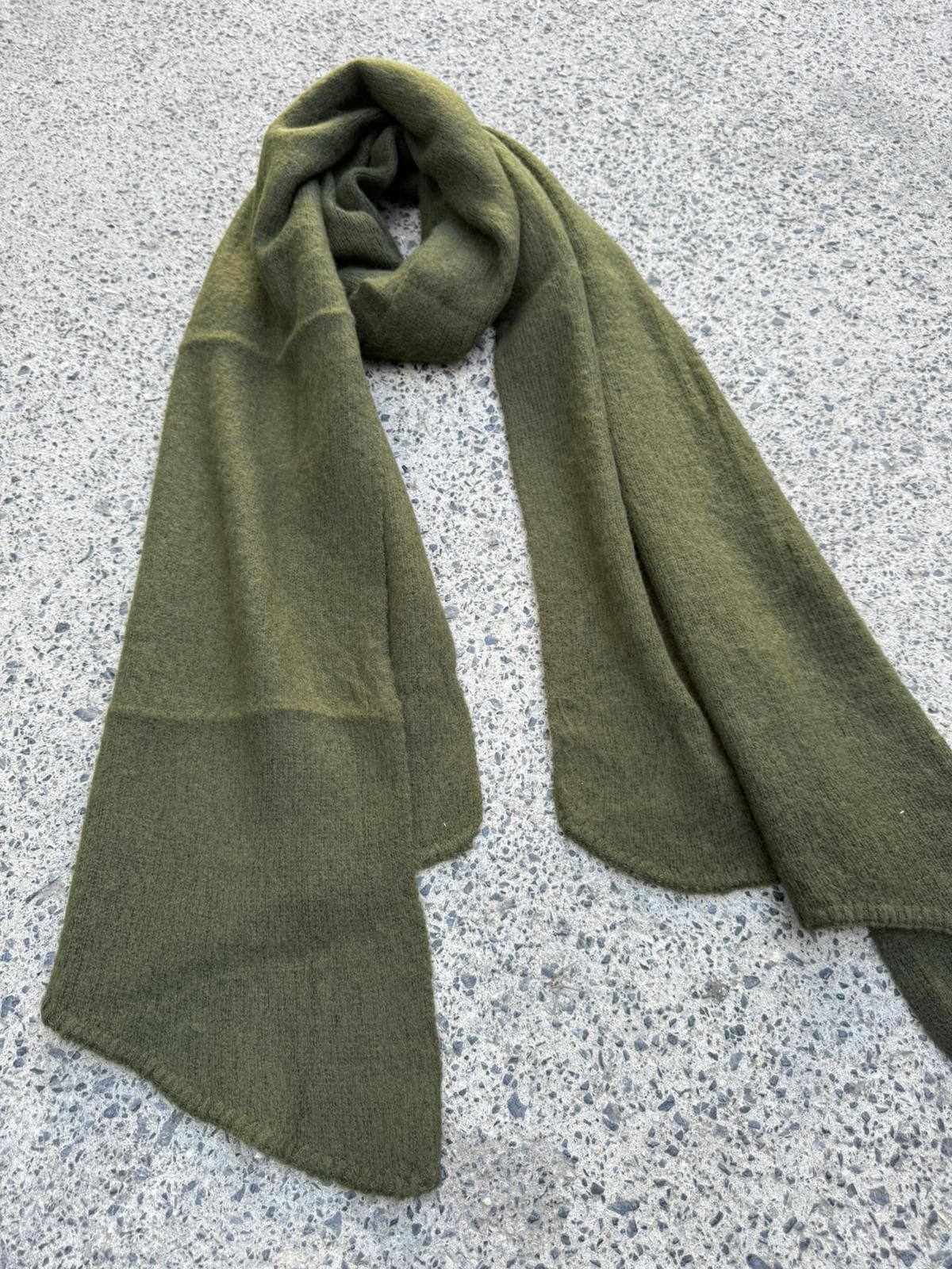 14808 Ucu Çoban Dikişli Yeşil Triko Şal 43x220 cm görsel 3