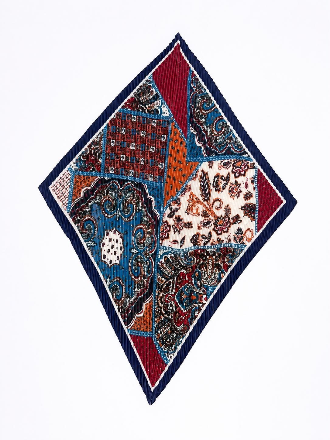 12353-1 Etro Desenli Lacivert Pliseli Saten Bandana Fular 50x50 cm görsel 2