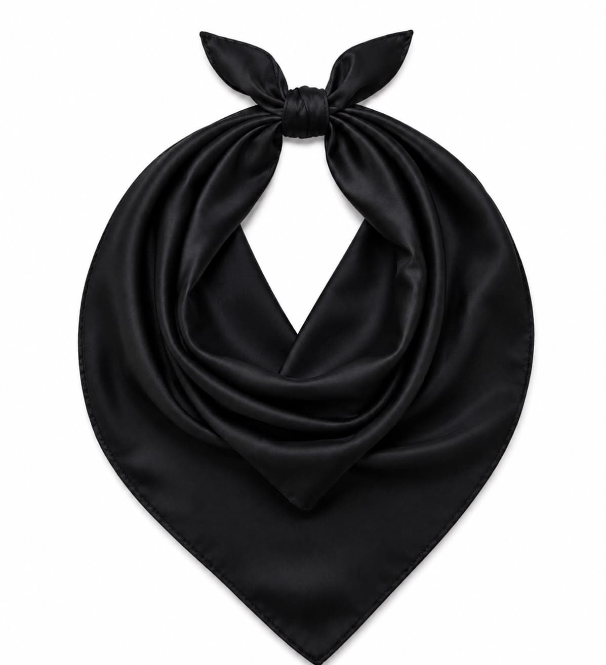 13731 Siyah Saten Bandana Fular 50x50 cm görsel 3