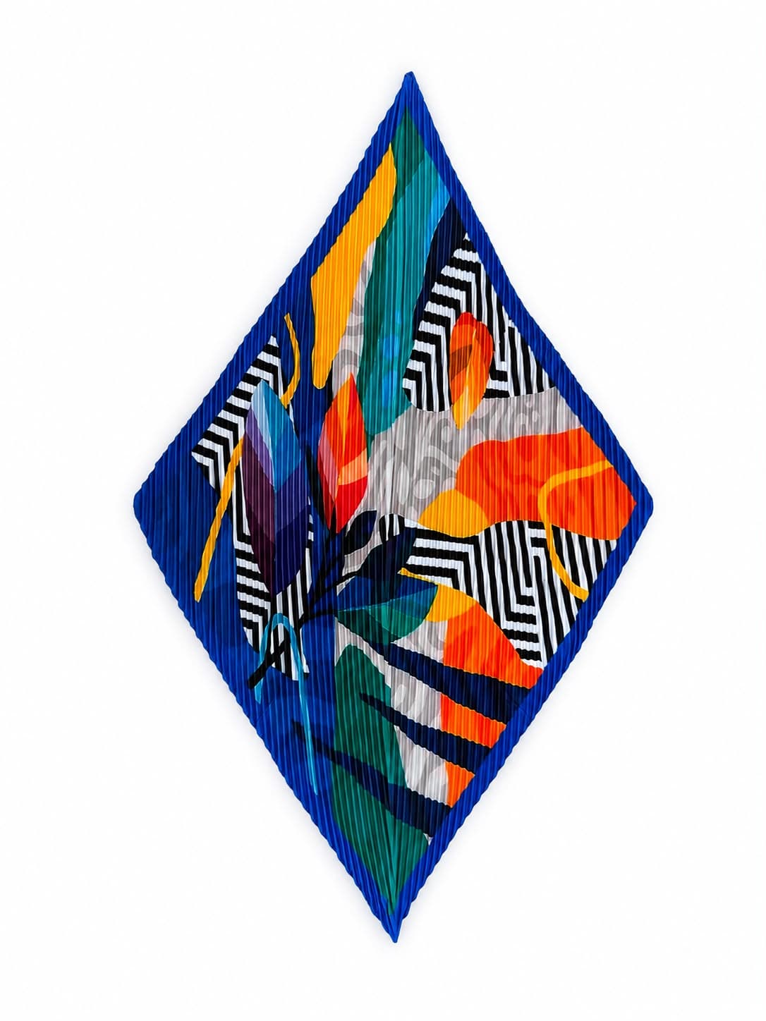 13741-1 Mix Desenli Çok Renkli Pliseli Saten Bandana Fular 50x50 cm görsel 2