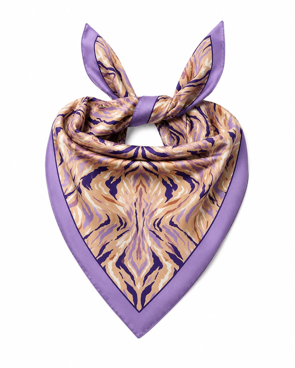 13737 Lila Saten Bandana Fular 50x50 cm görsel 2