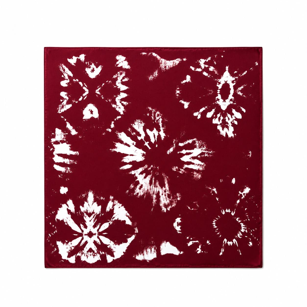 12350 Etnik Desenli Bordo Saten Bandana Fular 50x50 cm görsel 2