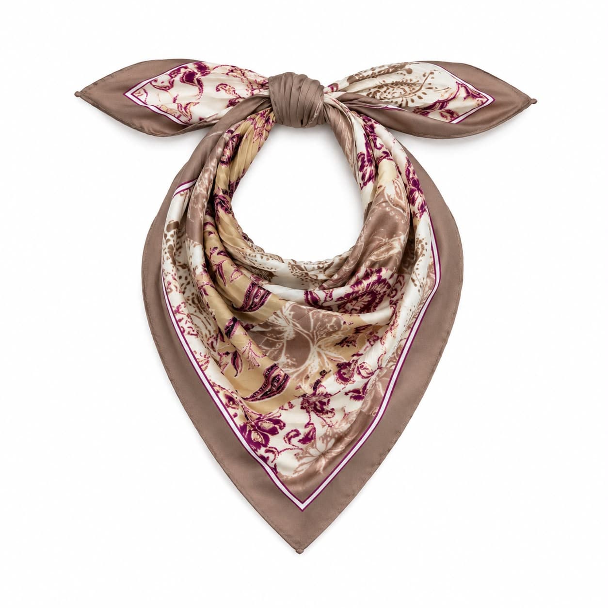 13929 Küçük Çiçek Desenli Vizon Bandana Fular 50x50 cm görsel 2