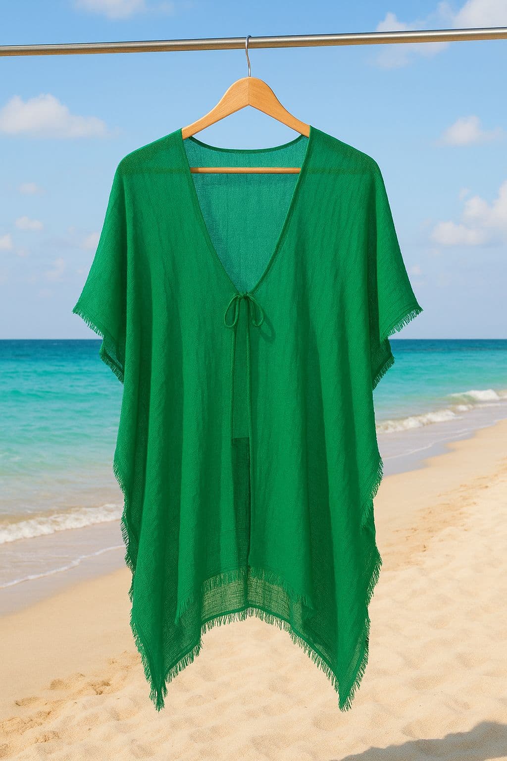 13479-2 Benetton Yeşili Pareo görsel 4