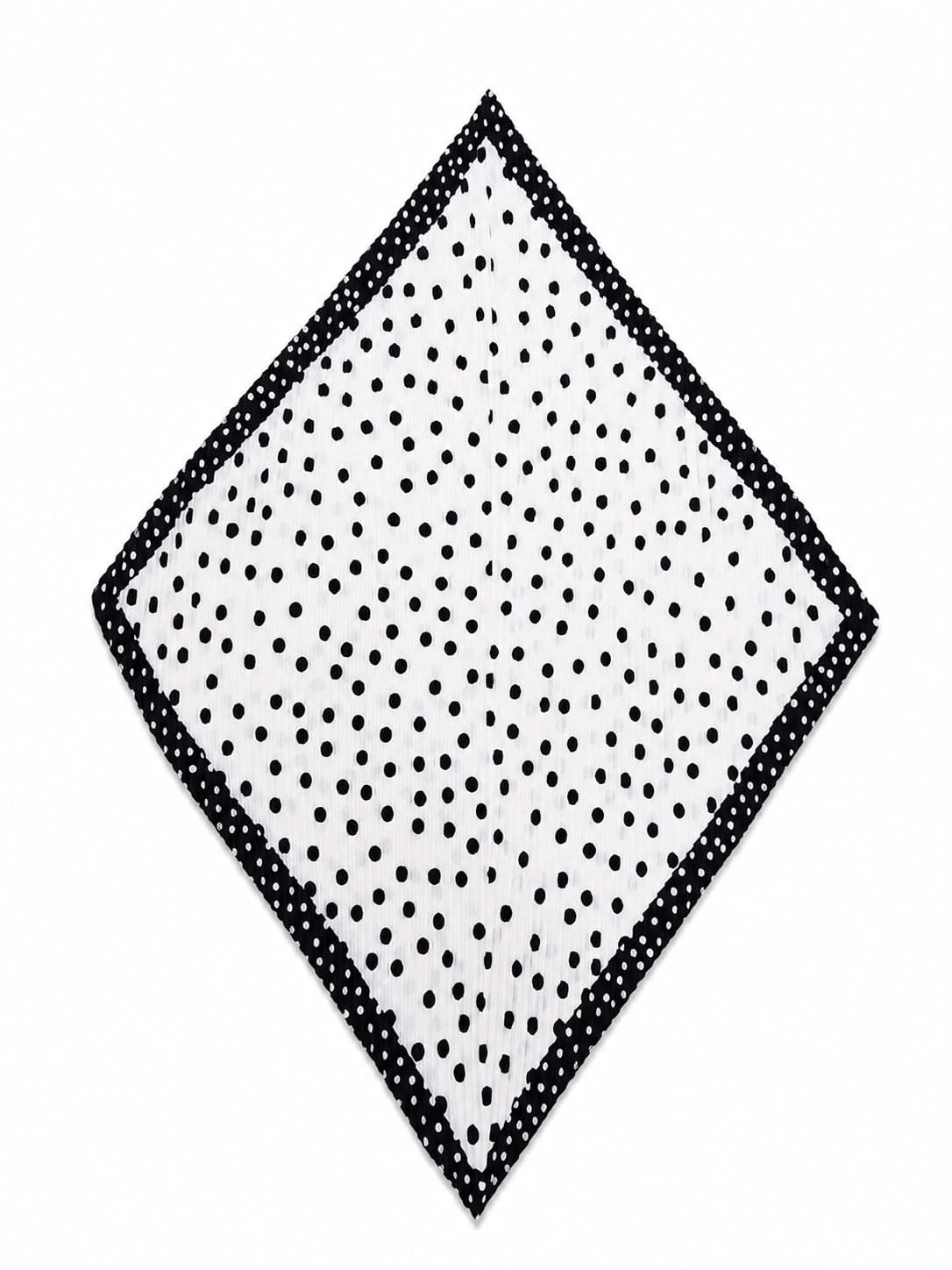 13472-1 Puantiye Desenli Pliseli Saten Bandana Fular 50x50 cm görsel 3