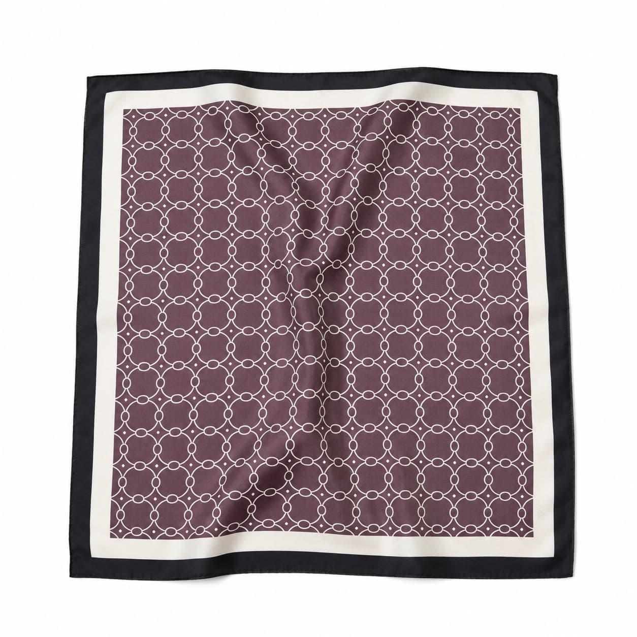15359 Zincir Desenli Siyah Bandana Fular 50x50 cm görsel 2