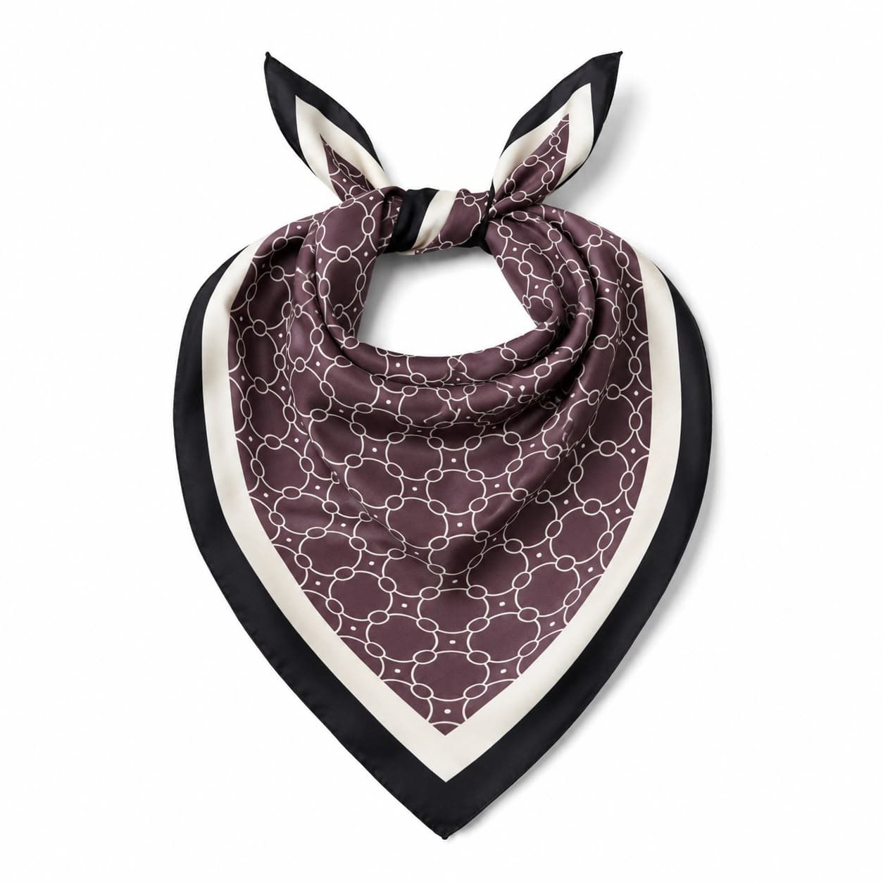 15359 Zincir Desenli Siyah Bandana Fular 50x50 cm görsel 3