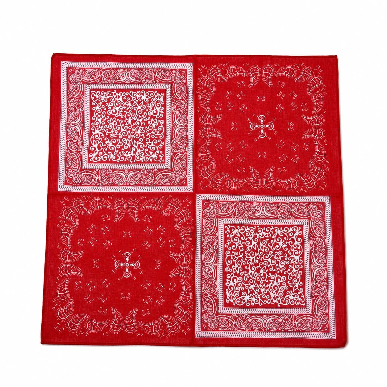 13912 Patch Desenli Koton Kırmızı Bandana Fular 50x50 cm