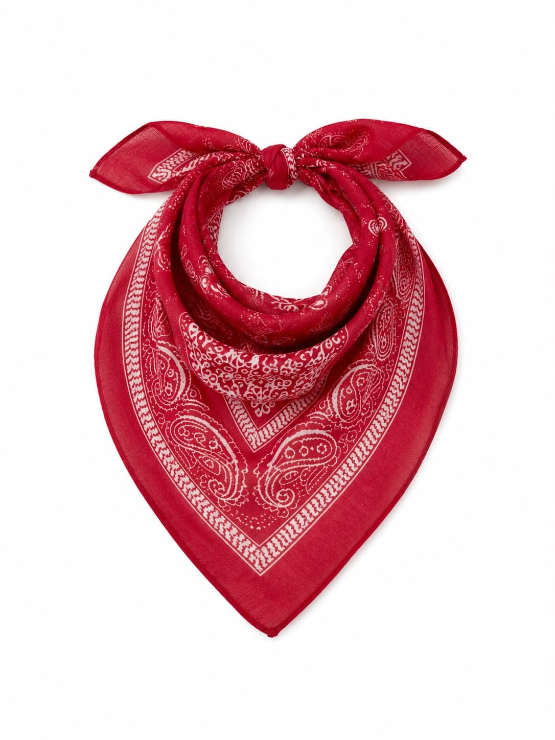 13912 Patch Desenli Koton Kırmızı Bandana Fular 50x50 cm görsel 2