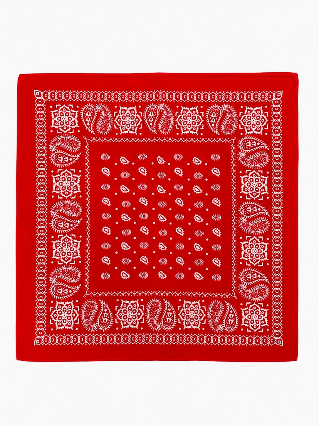 13999 Pamuklu Şal Desenli Kırmızı Bandana Fular 50x50 cm