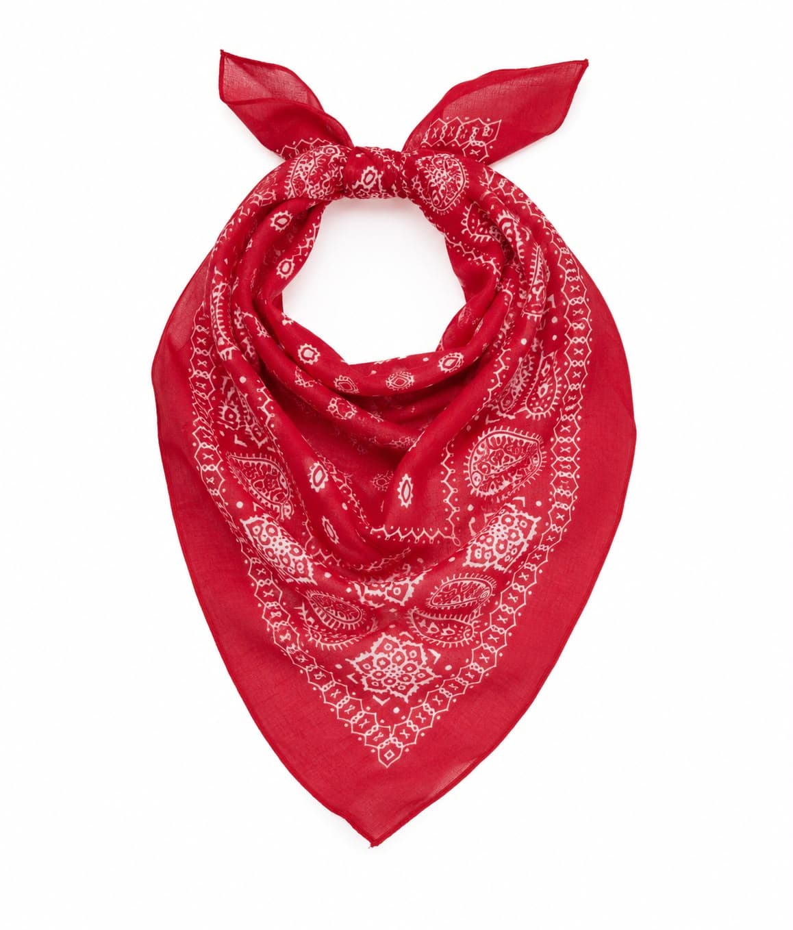 13999 Pamuklu Şal Desenli Kırmızı Bandana Fular 50x50 cm görsel 2
