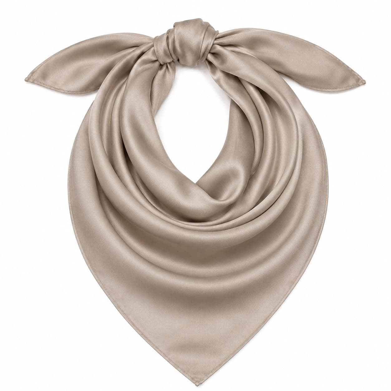 13731 Bej Saten Bandana Fular 50x50 cm görsel 3