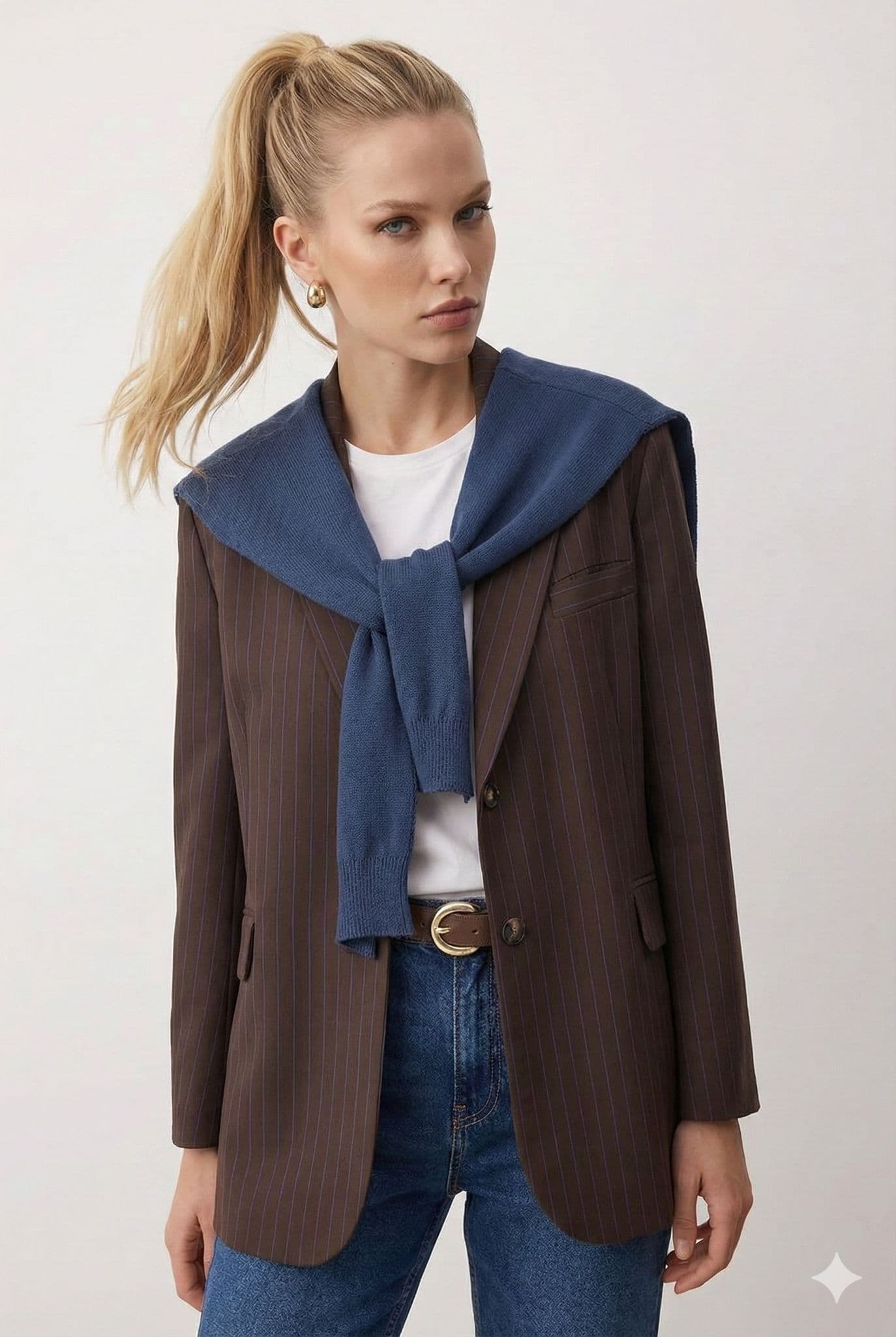 HRK01 Sax Mavisi Kazak Görünümlü Bağlama Şal