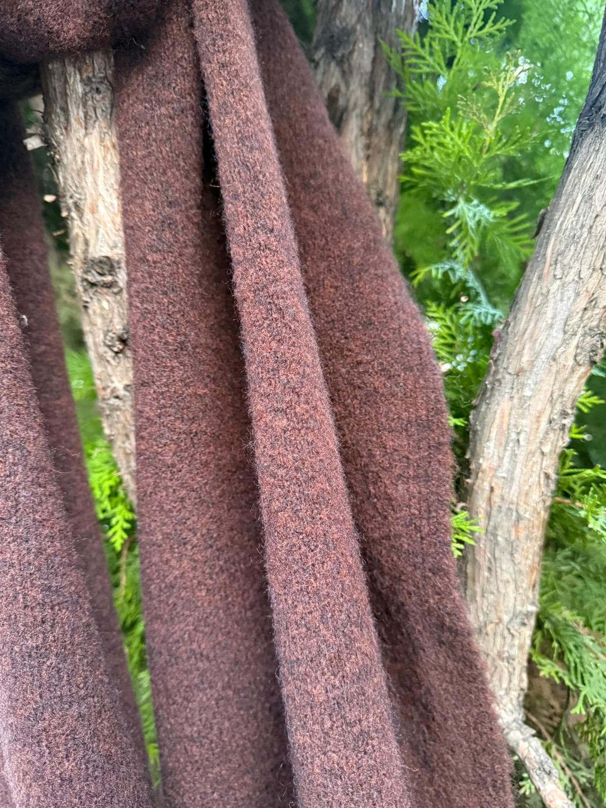 S014 Kahverengi Puf Şal Atkı 40x180 cm görsel 3