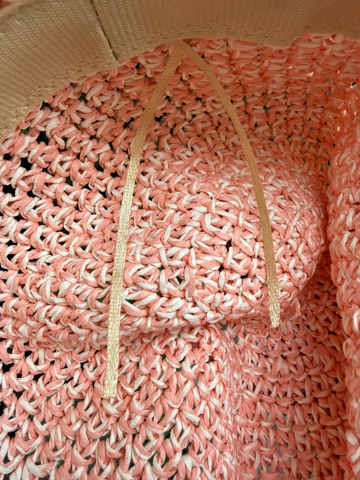 14596-1 El Örgüsü Pembe Hasır Şapka görsel 3
