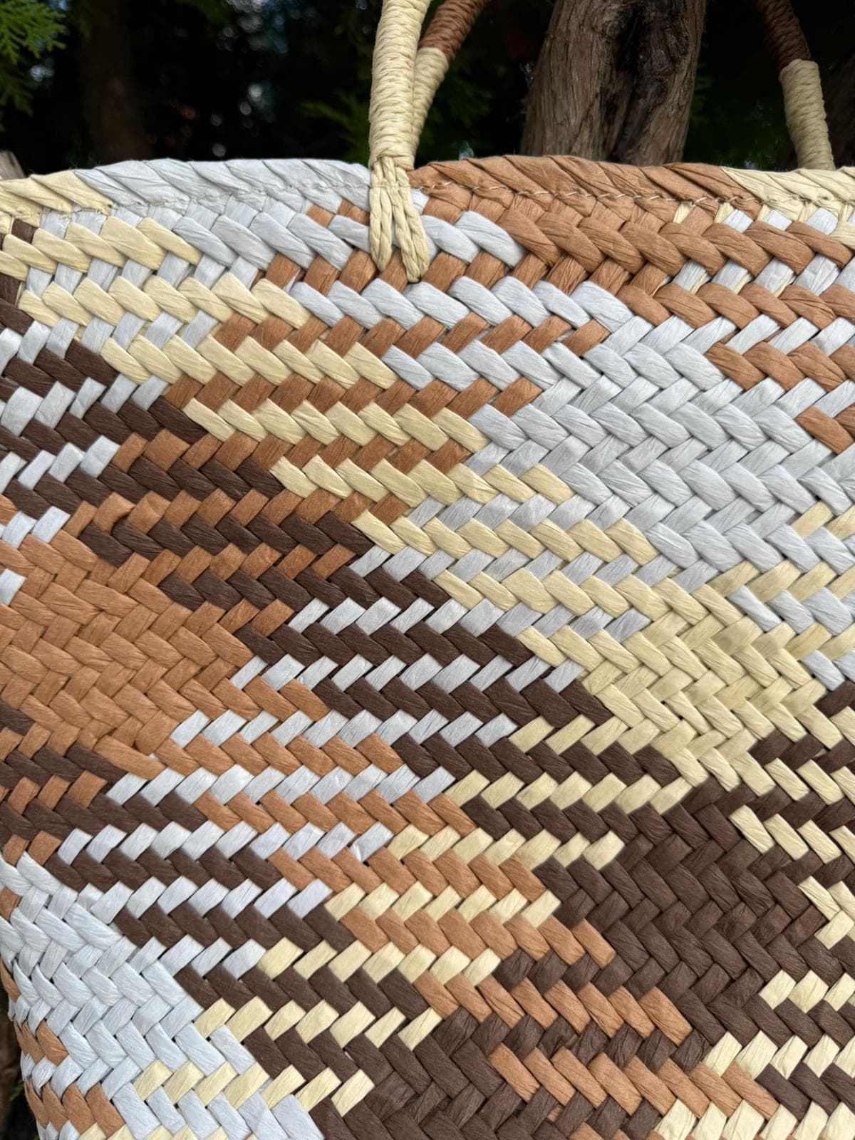 NWC-1081 Kahve Hasır Çanta 51x26 cm görsel 4