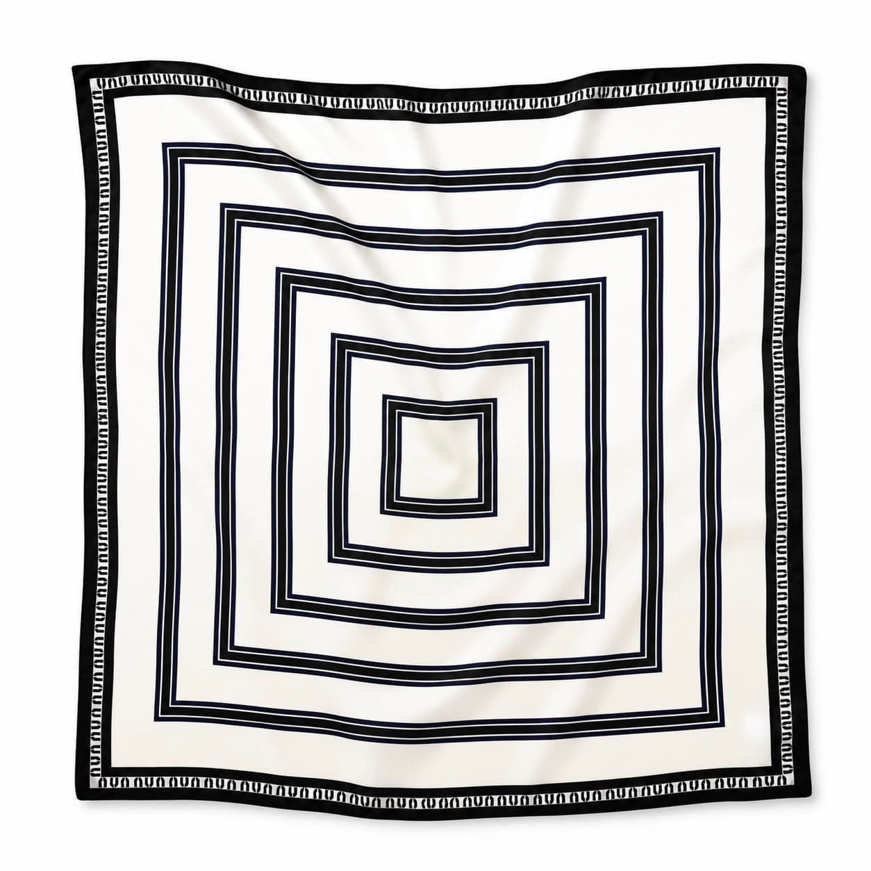 15376 Siyah Çizgi Desenli Bandana Fular 70x70 cm görsel 2