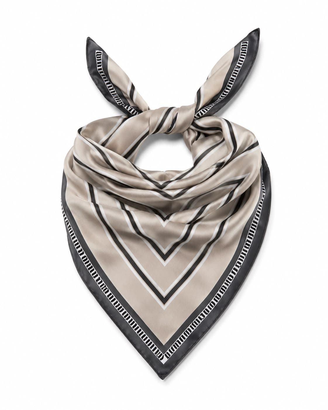 15376 Vizon Çizgi Desenli Bandana Fular 70x70 cm görsel 3