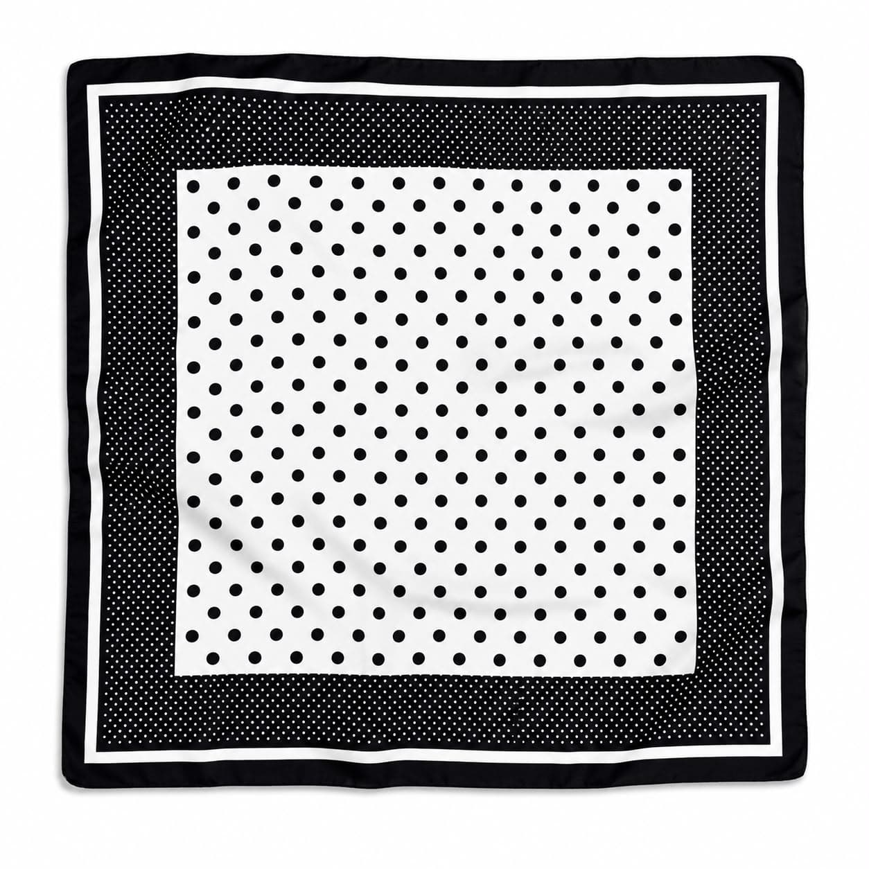 15373 Siyah Puantiye Desenli Bandana Fular 70x70 cm görsel 2